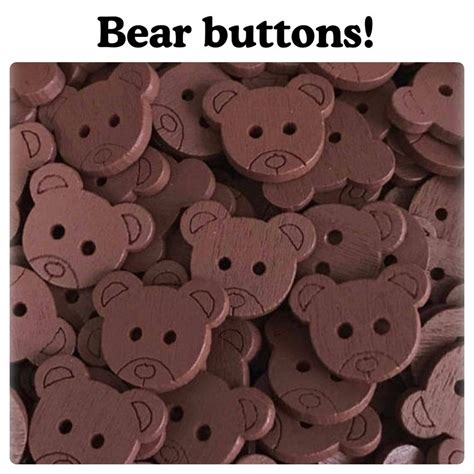 16, 32 or 64 Bear Buttons, Teddy Bear Buttons Scrapbooking Sewing Wood ...