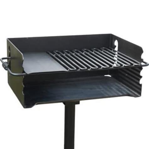 Pilot Rock Jumbo Park Style Steel Outdoor BBQ Charcoal Grill and Post, Black, 1 Piece - Fred Meyer