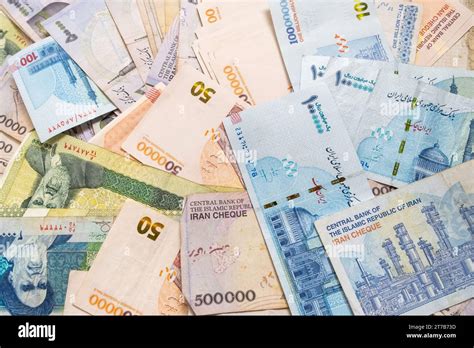 Background from different Iranian Rial or IRR banknotes from Iran Stock ...