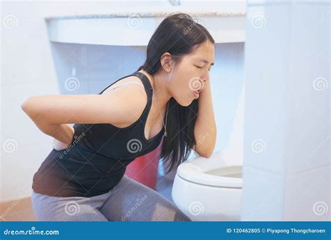 Woman with Morning Sickness,Pregnant Female Nausea in Toilet Stock Image - Image of maternity ...