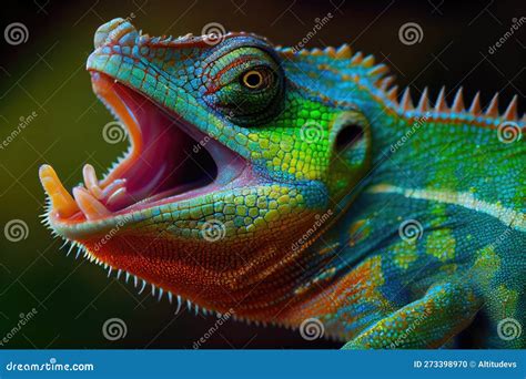 Close-up of Chameleon S Tongue, Flicking Out To Catch Insect Stock Illustration - Illustration ...