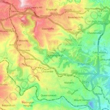 Queensburgh topographic map, elevation, terrain