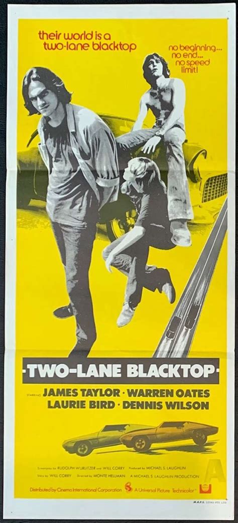 All About Movies - Two Lane Blacktop Poster Original Daybill 1971 James Taylor Dennis Wilson ...