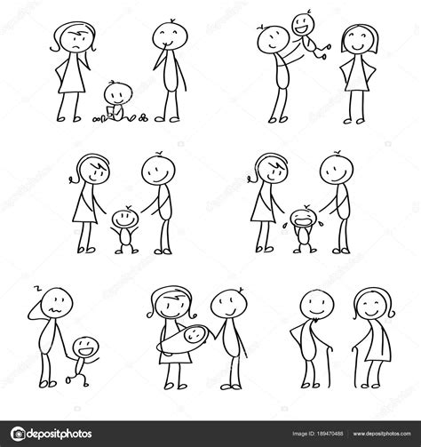 Family stick figures Stock Vector Image by ©dareca@mail.ru #189470488