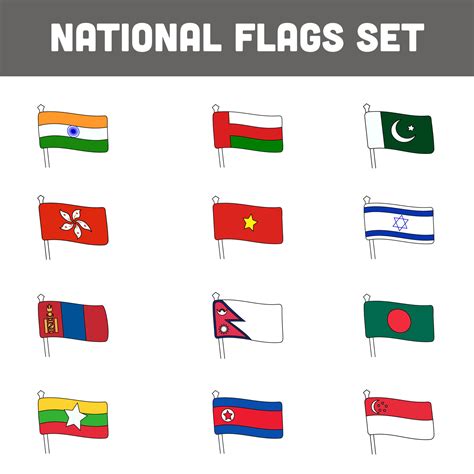 Different National Flags On White Background. 24482521 Vector Art at ...