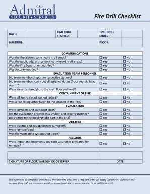 Fillable Online Fire Drill Checklist Fax Email Print - pdfFiller