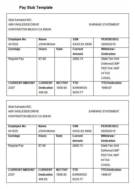 27+ Pay Stub Templates - Samples, Examples & Formats Download!