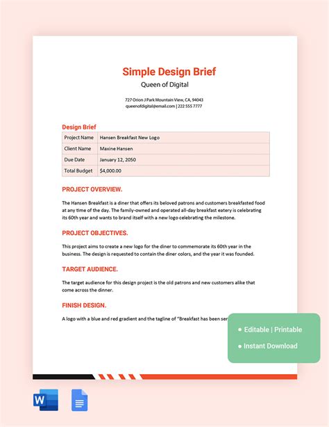 FREE Brief Template - Download in Word, Google Docs, PDF | Template.net