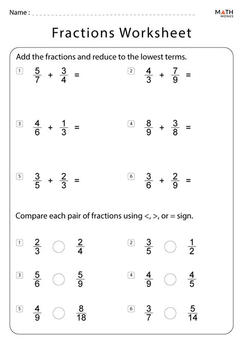 5th Grade Fractions Worksheets - Math Monks