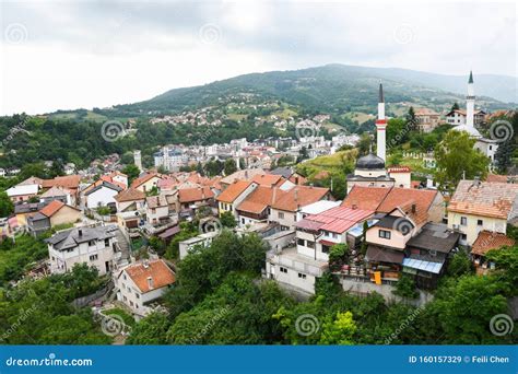 Panoramic view of Travnik stock image. Image of backgrounds - 160157329