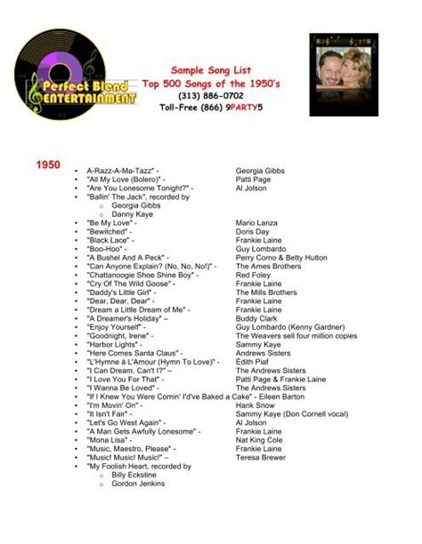 Top 500 Songs of the 1950's - Perfect Blend Entertainment