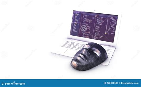 Hacker Mask on Computer for Cyber Security Concept Stock Illustration ...