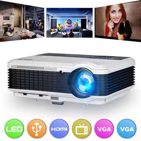 Smart Wireless Bluetooth Projector Home Cinema Theater HD 1080P 6000 Lumens Multimedia LED Wifi ...