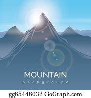 97 Mountain Landscape Background With Sunbeam Clip Art | Royalty Free - GoGraph