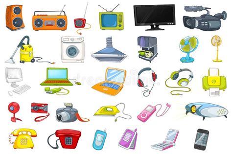 Cartoon electronic devices stock illustration. Illustration of devices - 18676609