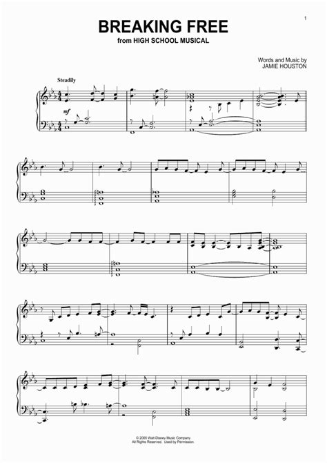 Breaking Free Piano Sheet Music | OnlinePianist