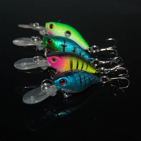 10PCS Fishing Lure Crank Minnow lure Lures fish hook Crankbaits 6cm 5 ...