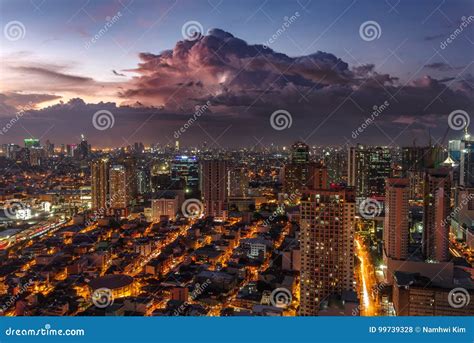 Metro Manila Skyline at Sunset Editorial Stock Photo - Image of ...