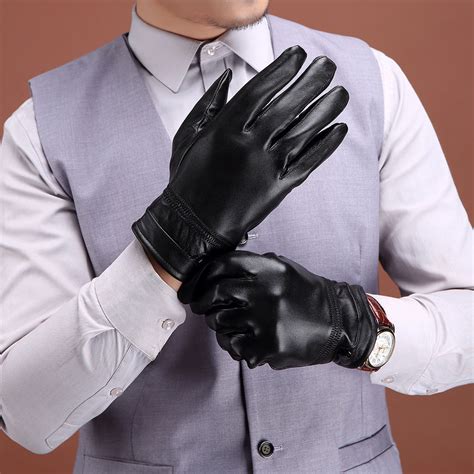 Genuine Leather Gloves Male Men Sheepskin Gloves Anti slip Winter ...