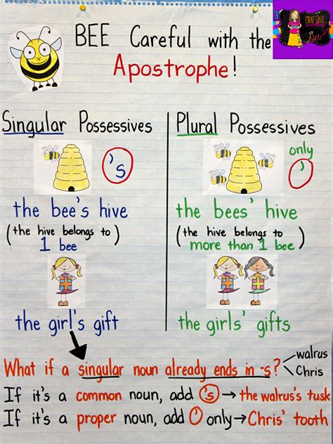 Crafting Connections: Possessives Anchor Chart