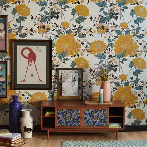 Yellow Vintage Floral Peel-and-Stick Wallpaper | Drew Barrymore's Home ...