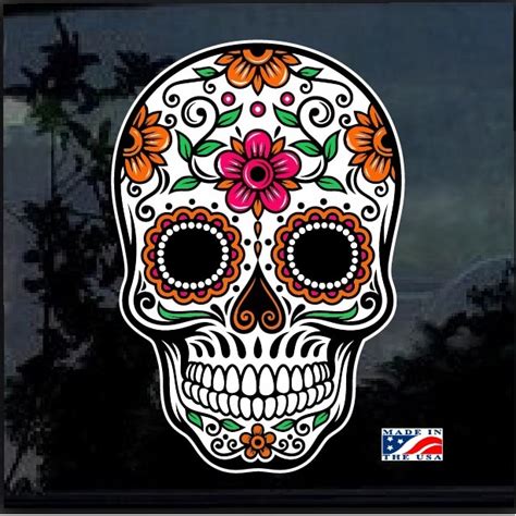 Day Of The Dead Skull Full Color Decal Sticker D1 | Custom Made In the USA | Fast Shipping