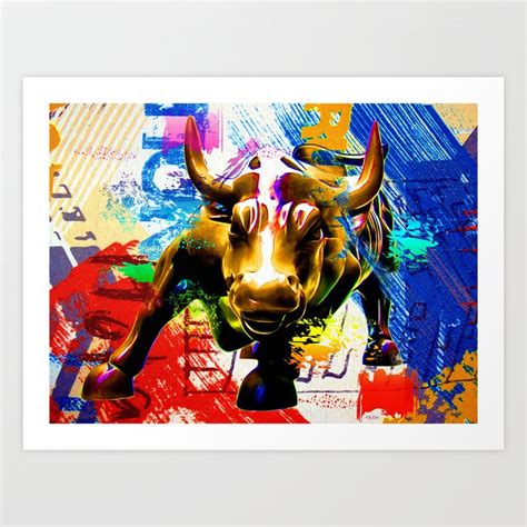 Wall Street Bull Painted Art Print by danieljanda | Society6