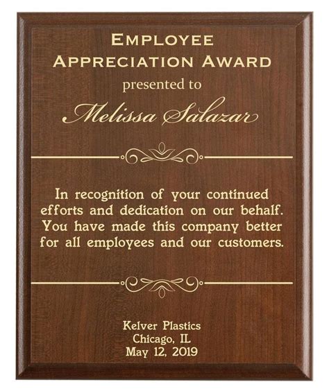 Employee Appreciation Award Worker Recognition Gift Plaque | Etsy | Employee appreciation awards ...