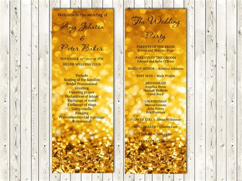 Gold Sparkle Wedding Program Templates, Gold Glitter Sparkle, Instant ...