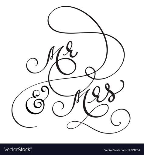 Hand drawn calligraphy mr and mrs text lettering Vector Image