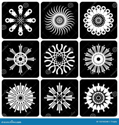 Design Elements Set. Contrast Black and White Abstract Icons Stock ...