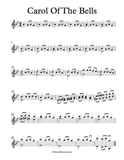 Free Violin Duet Sheet Music – Carol Of The Bells – Michael Kravchuk