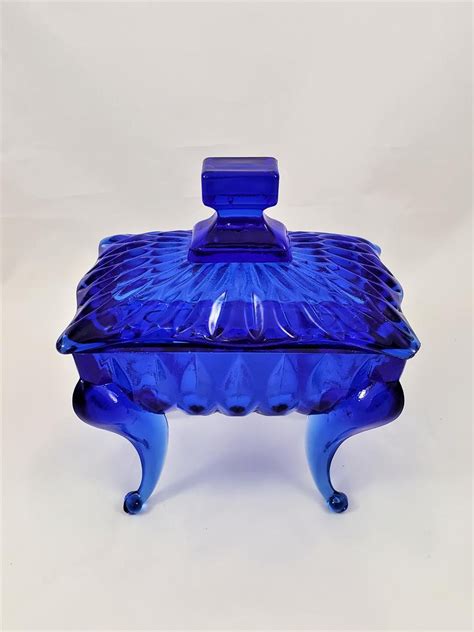 Cobalt Blue Glass Footed Lidded Candy Dish Cobalt Trinket | Etsy | Blue glass, Cobalt blue ...