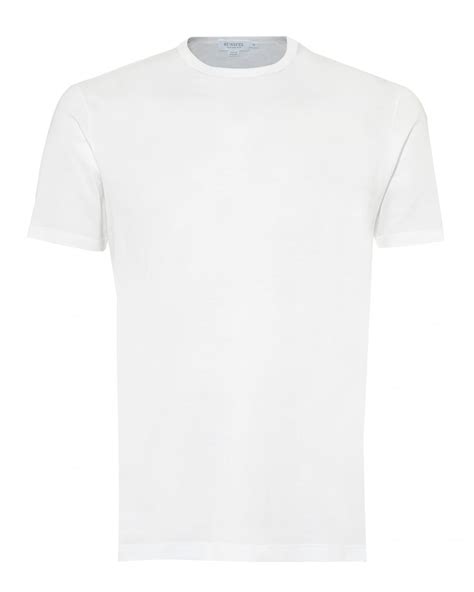 Sunspel Mens Plain T-Shirt, 100% Cotton White Tee