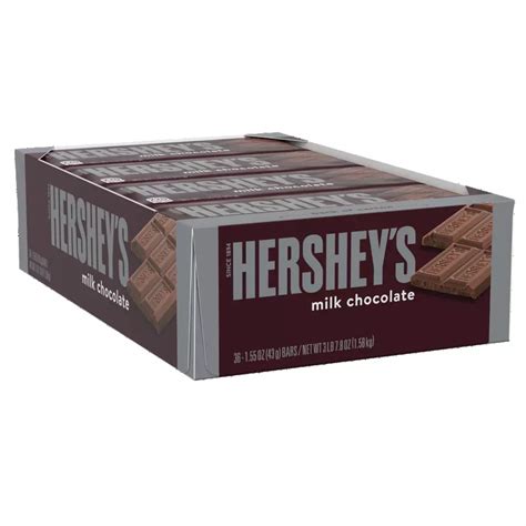 HERSHEY'S Milk Chocolate Candy Bars, 1.55 oz, 36 count box