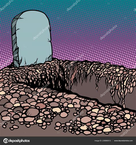 Empty Dug Grave Cemetery Graveyard Churchyard Necropolis Comic Cartoon Pop Stock Vector Image by ...