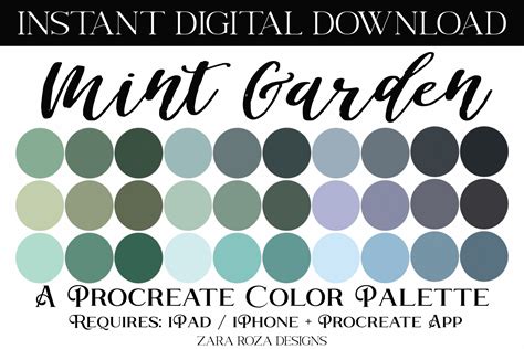 Mint Garden Procreate Color Palette Graphic by ZaraRozaDesigns · Creative Fabrica