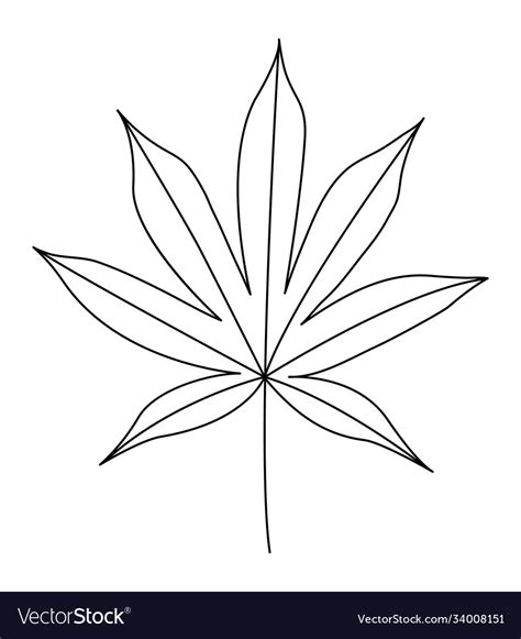 Japanese maple leaf black outline Royalty Free Vector Image