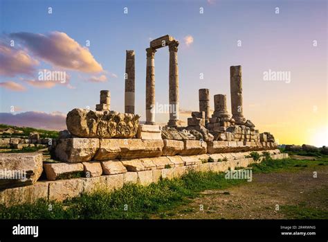 Temple of Hercules located on Amman Citadel in Amman, Jordan Stock Photo - Alamy