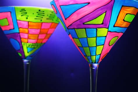 Colorful Martini Glasses/hand Painted Fused Glass/gift Martini - Etsy