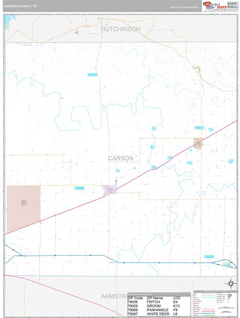 Carson County, TX Wall Map Premium Style by MarketMAPS