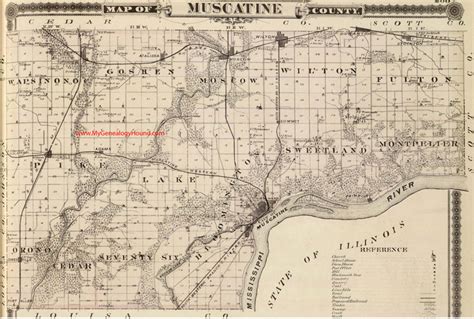 Muscatine County, Iowa 1875 Map