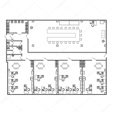 Modern office interior with furniture. Vector floor plan blueprint. Architectural background ...