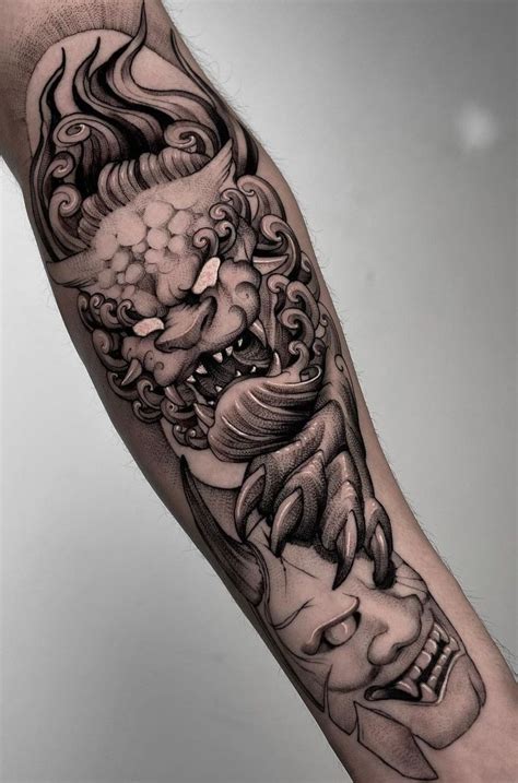 What a Foo Dog Tattoo Really Means (With Pictures) Japanese Leg Tattoo ...