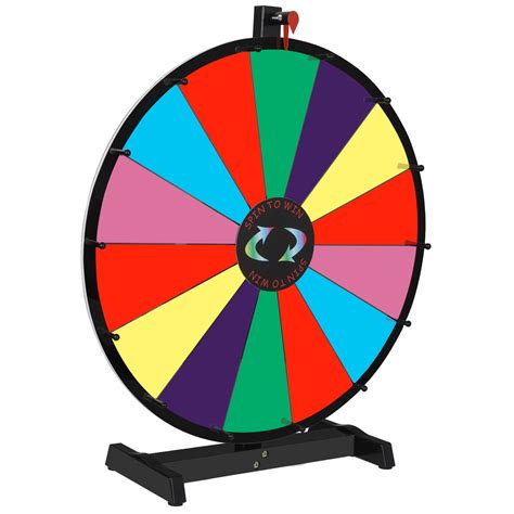 ZENSTYLE 24" Tabletop Prize Spin Wheel 14 Slots Spinning Game Fortune Spinner, Black Base ...