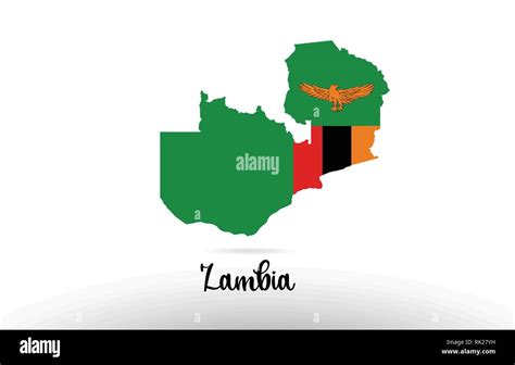 Zambia country flag inside country border map design suitable for a logo icon design Stock ...