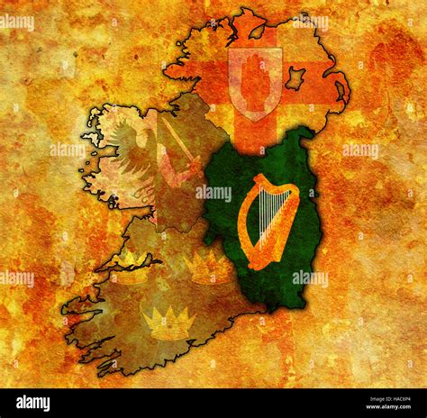 leinster with borders and flags of provinces on map of ireland Stock ...