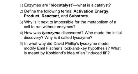 Solved 1) Enzymes are "biocatalyst"-what is a catalyst? 2) | Chegg.com