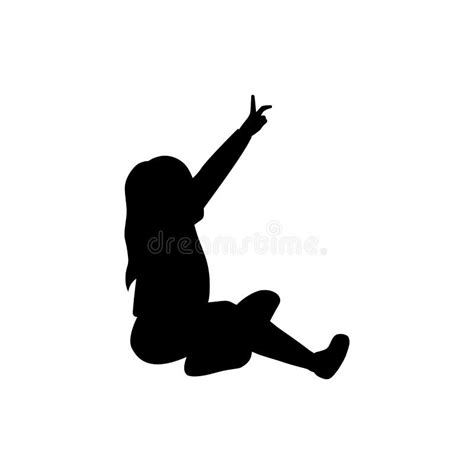 Girl Sitting and Pointing Silhouette Stock Illustration - Illustration of pose, chair: 170179529