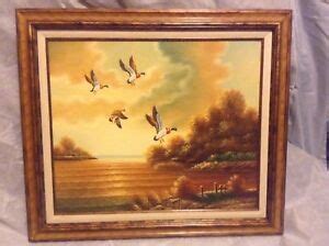 "Mallard ducks flying over Lake" oil painting on canvas By J. Perrine | eBay
